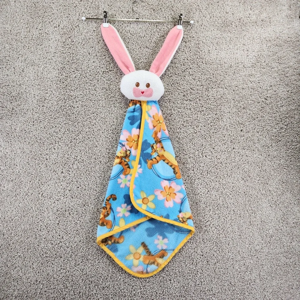 Disney Security Blanket Unisex Blue Tigger Bunny Lovey Plush Floral Nursery Toy